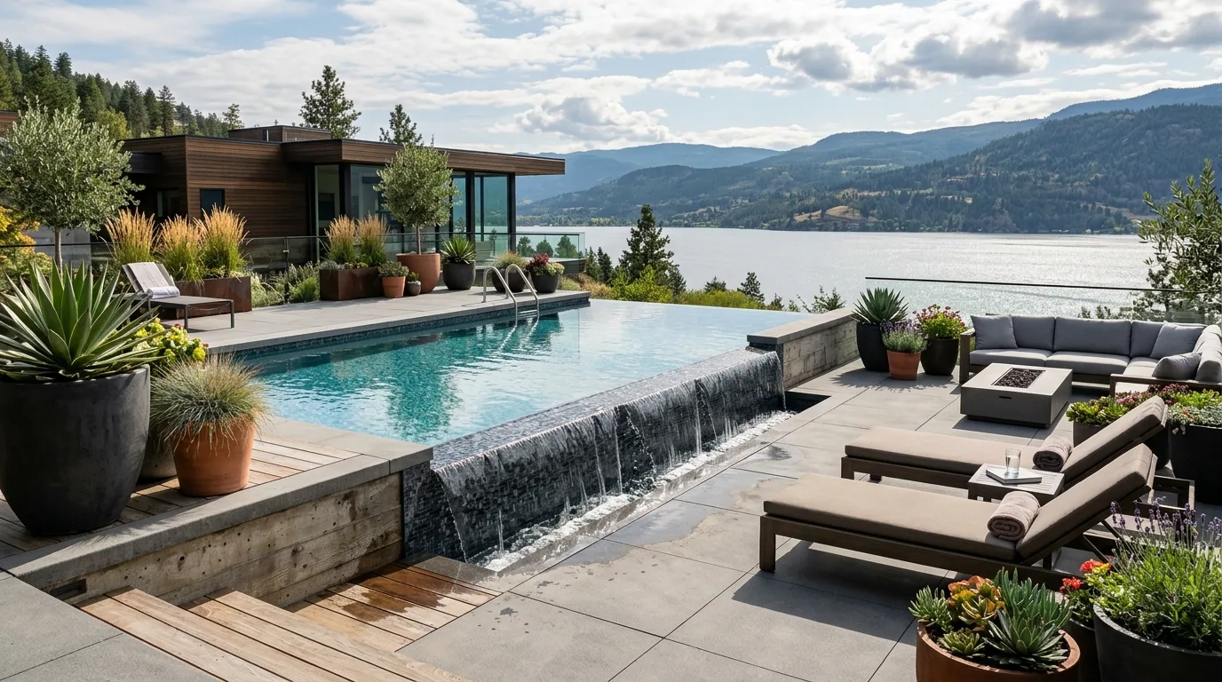 Semi Inground Pool With Infinity Edge Look